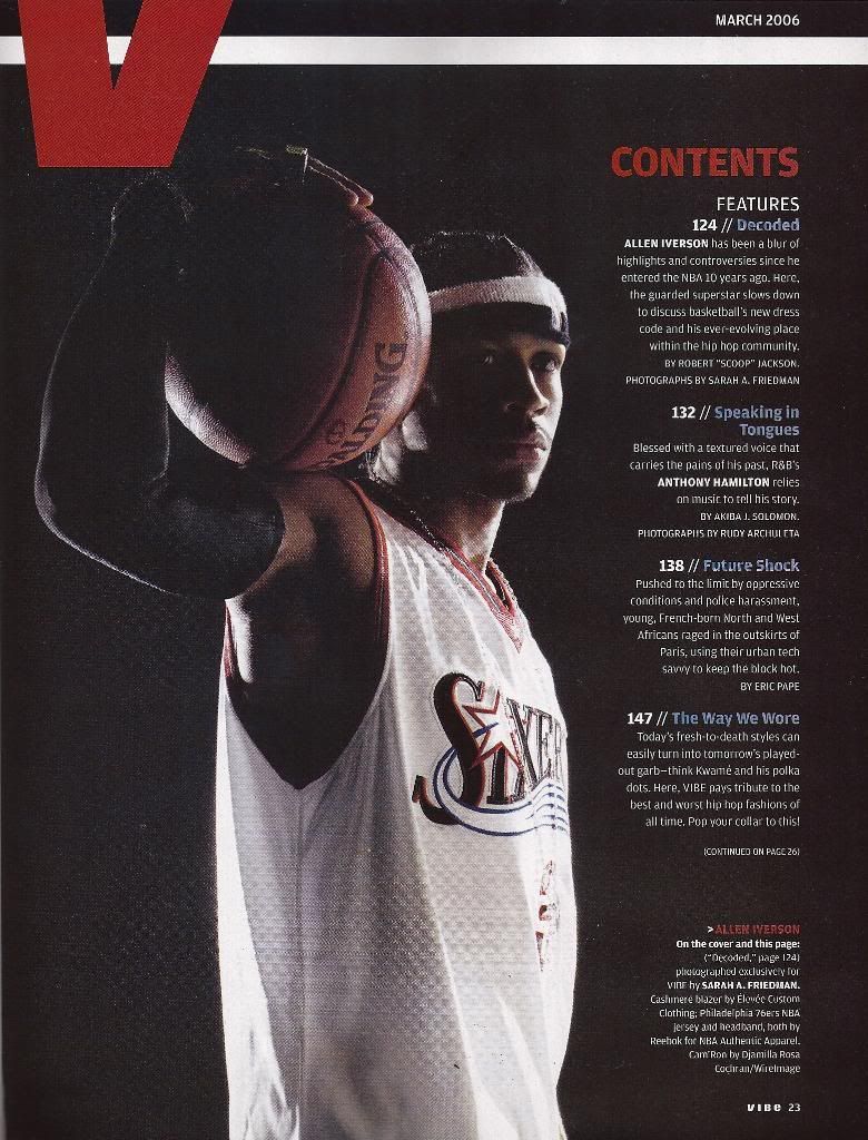 有关以下物品的详细资料: allen iverson, hip hop"s 48 best & worst