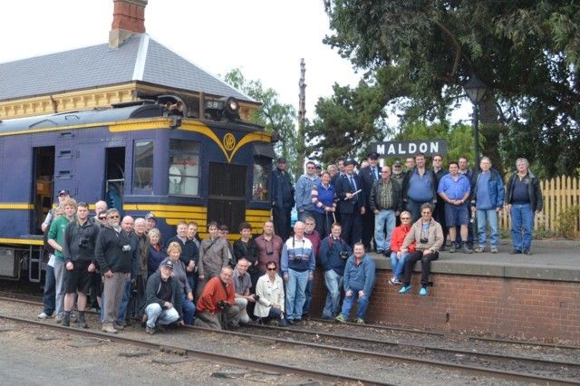 The group photo of all passengers at Maldon. Photo: Ken Coram