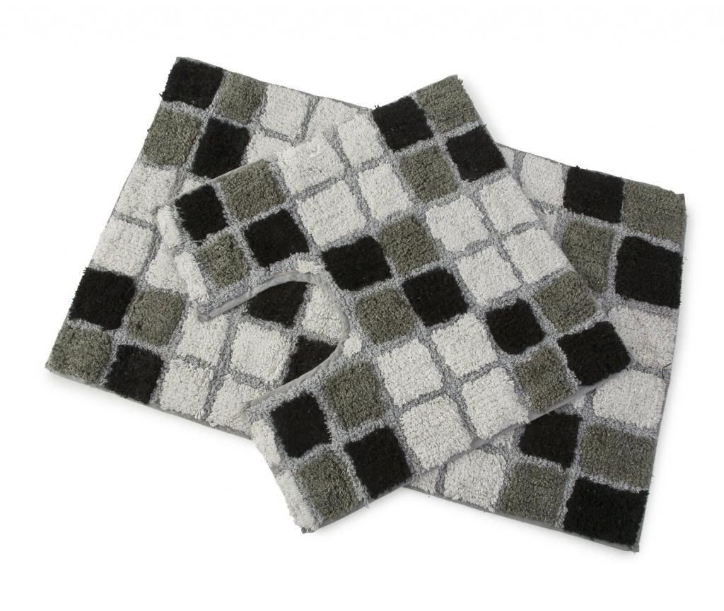 DESIGNER COLLECTION BLACK 2PC BATH MAT BATHROOM RUG SET 100 COTTON