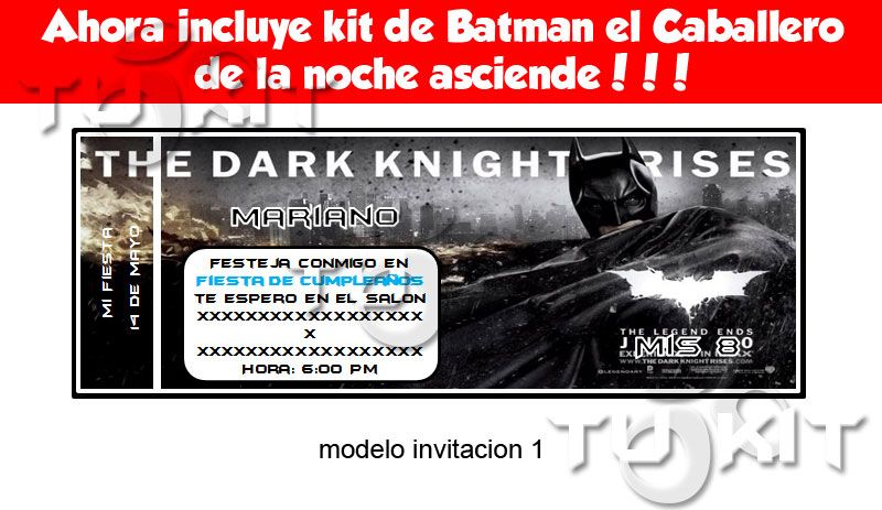 kit imprimible invitaciones batman