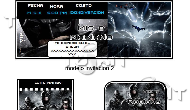 kit imprimible invitaciones batman