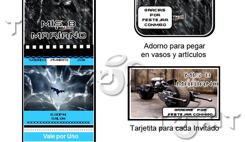 kit imprimible invitaciones batman