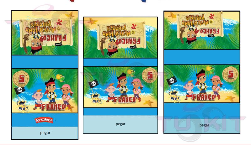 kit imprimible para golosinas Jake y los piratas