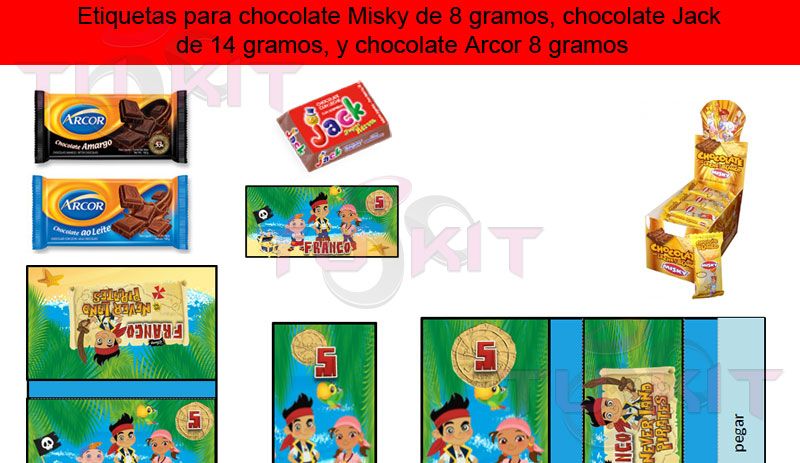 kit imprimible para golosinas Jake y los piratas