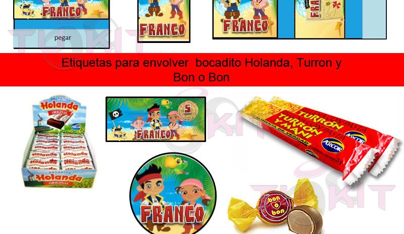 kit imprimible para golosinas Jake y los piratas