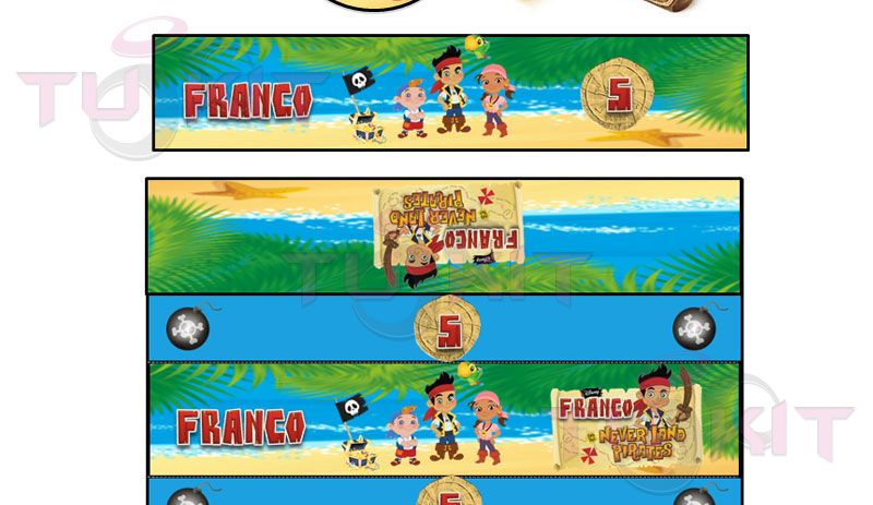 kit imprimible para golosinas Jake y los piratas