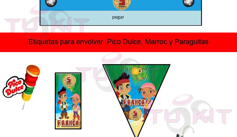 kit imprimible para golosinas Jake y los piratas