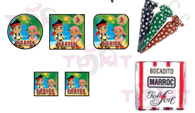 kit imprimible para golosinas Jake y los piratas