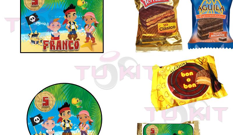 kit imprimible para golosinas Jake y los piratas