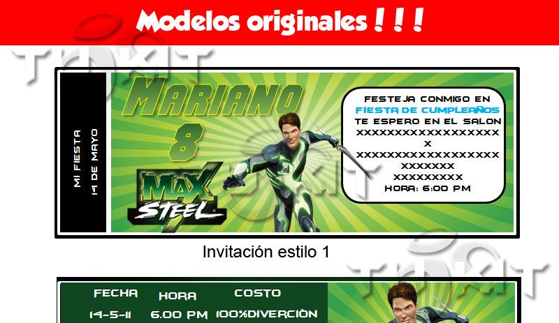 Invitaciones Max Steel