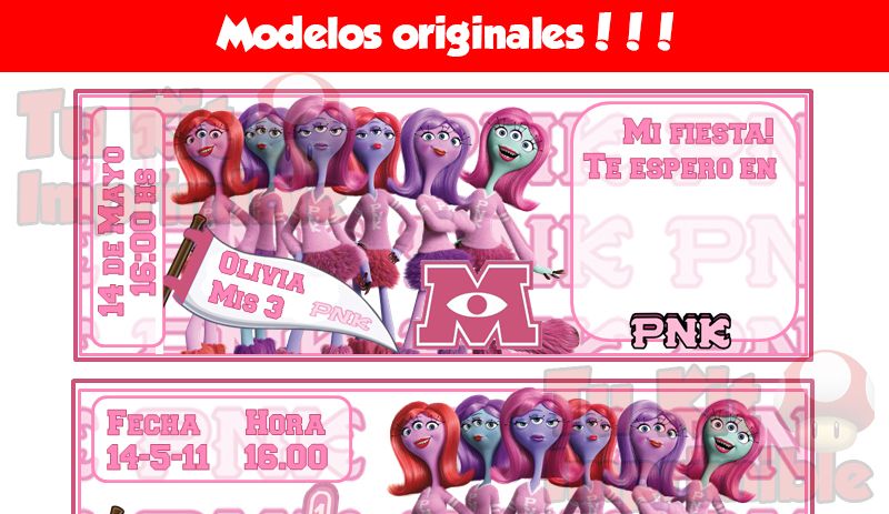 Kit Imprimible Candy Bar Monsters University Rosa