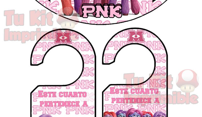 Kit Imprimible Candy Bar Monsters University Rosa