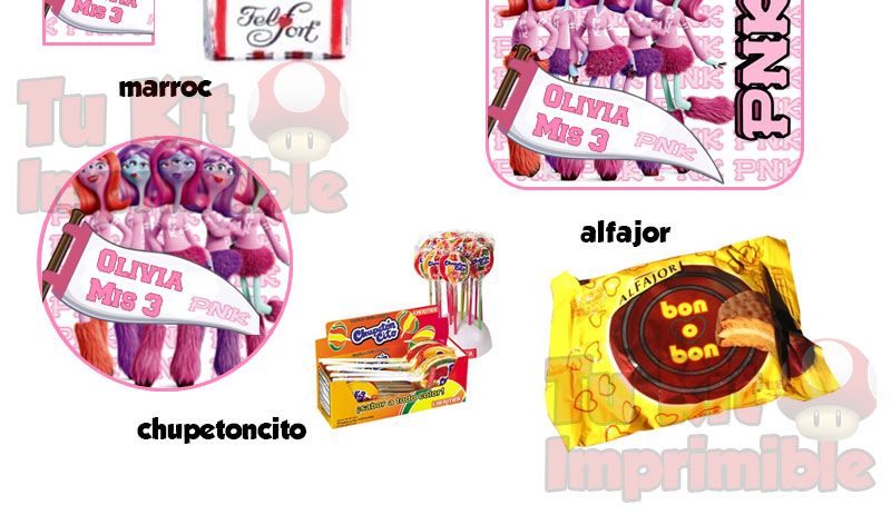 Kit Imprimible Candy Bar Monsters University Rosa