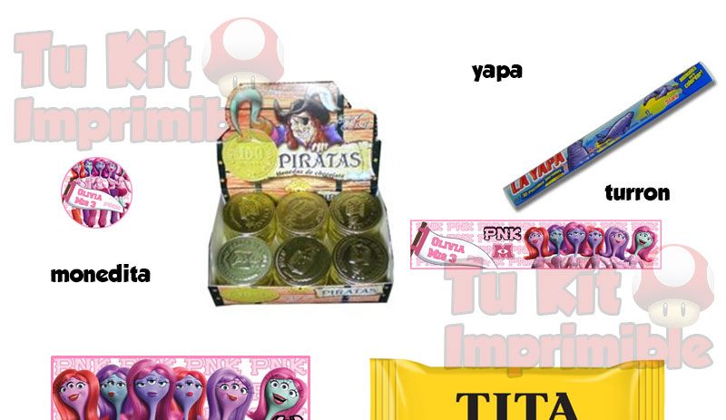 Kit Imprimible Candy Bar Monsters University Rosa
