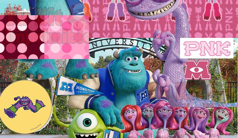 Kit Imprimible Candy Bar Monsters University Rosa
