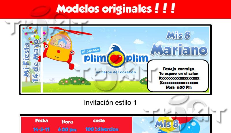 invitaciones plim plim
