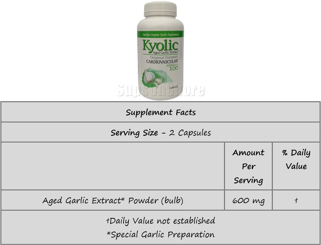 Kyolic - Aged Garlic Extract - Cardiovascular Formula 100 - 200 & 300 Capsules