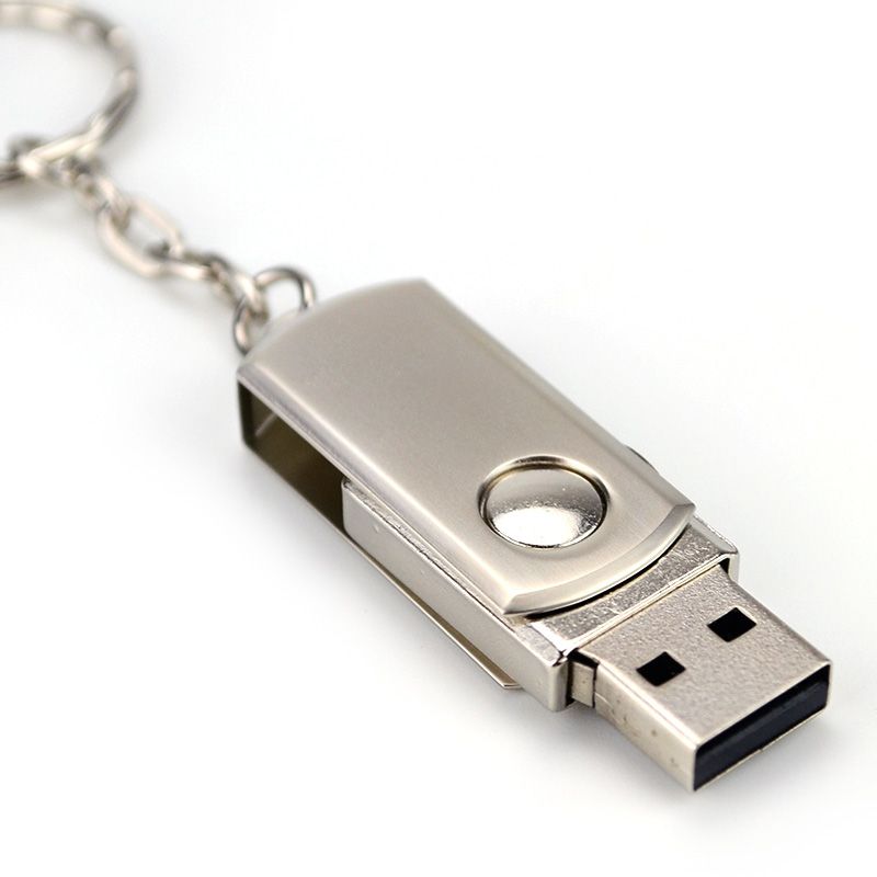 32GB Silver Stainless Metal Swivel USB Key Ring Memory Stick Flash