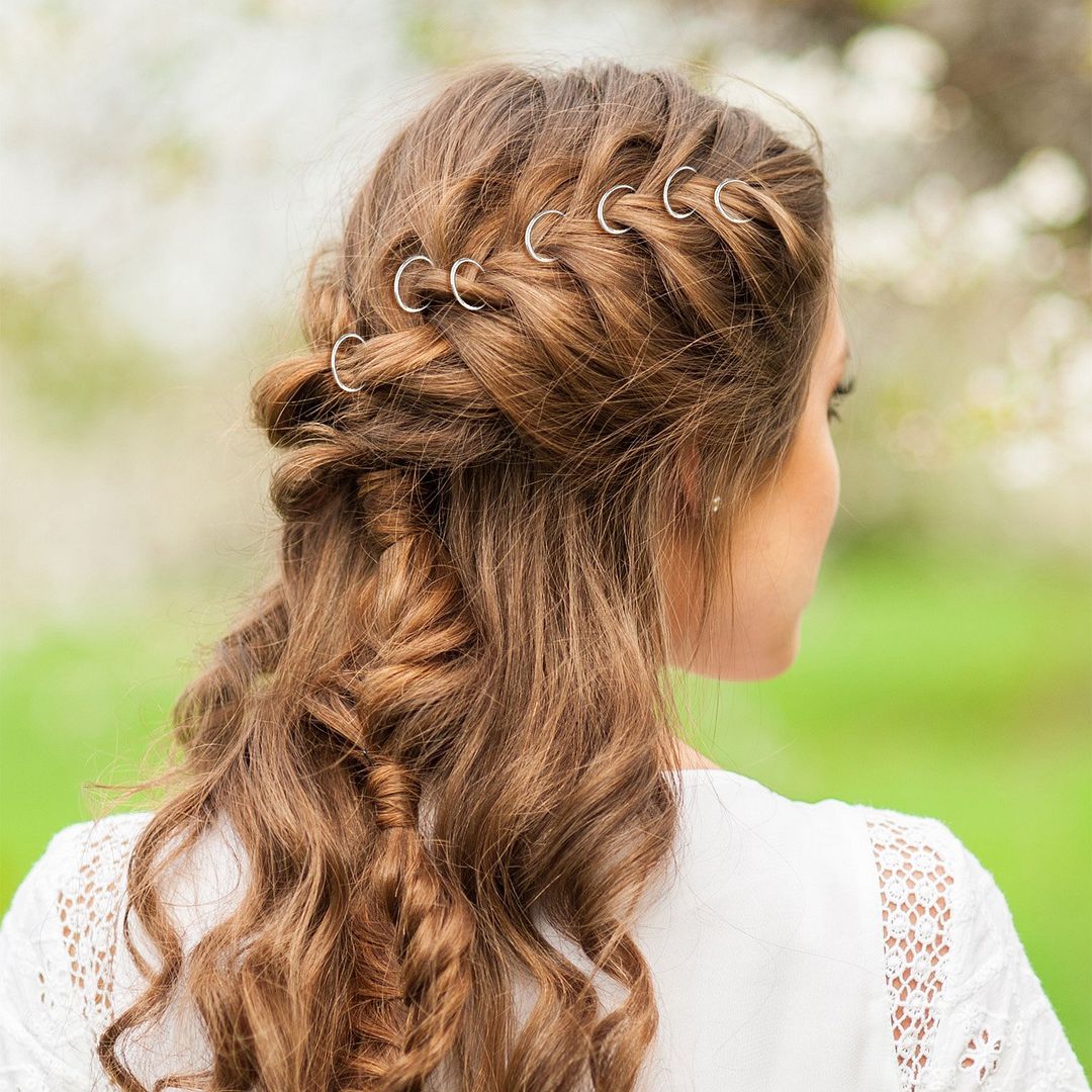 10Pcs Charm Beaded Hair Rings Hair Jewelry Braid Accessories Hair Hoop