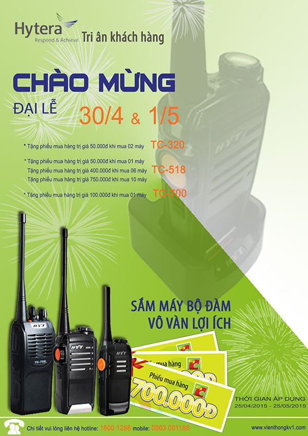 Mua máy bộ đàm tặng phiếu mua hàng