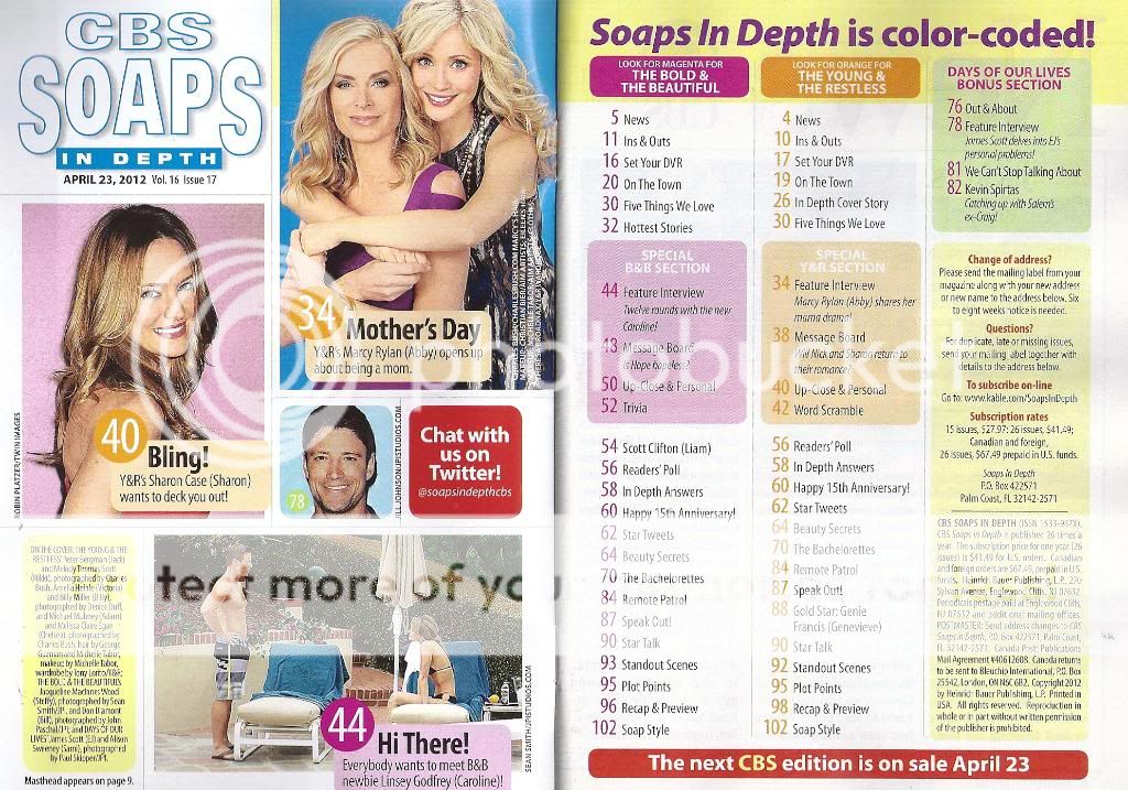 Michael Muhney Melissa Claire Egan April 23 2012 CBS Soaps in Depth