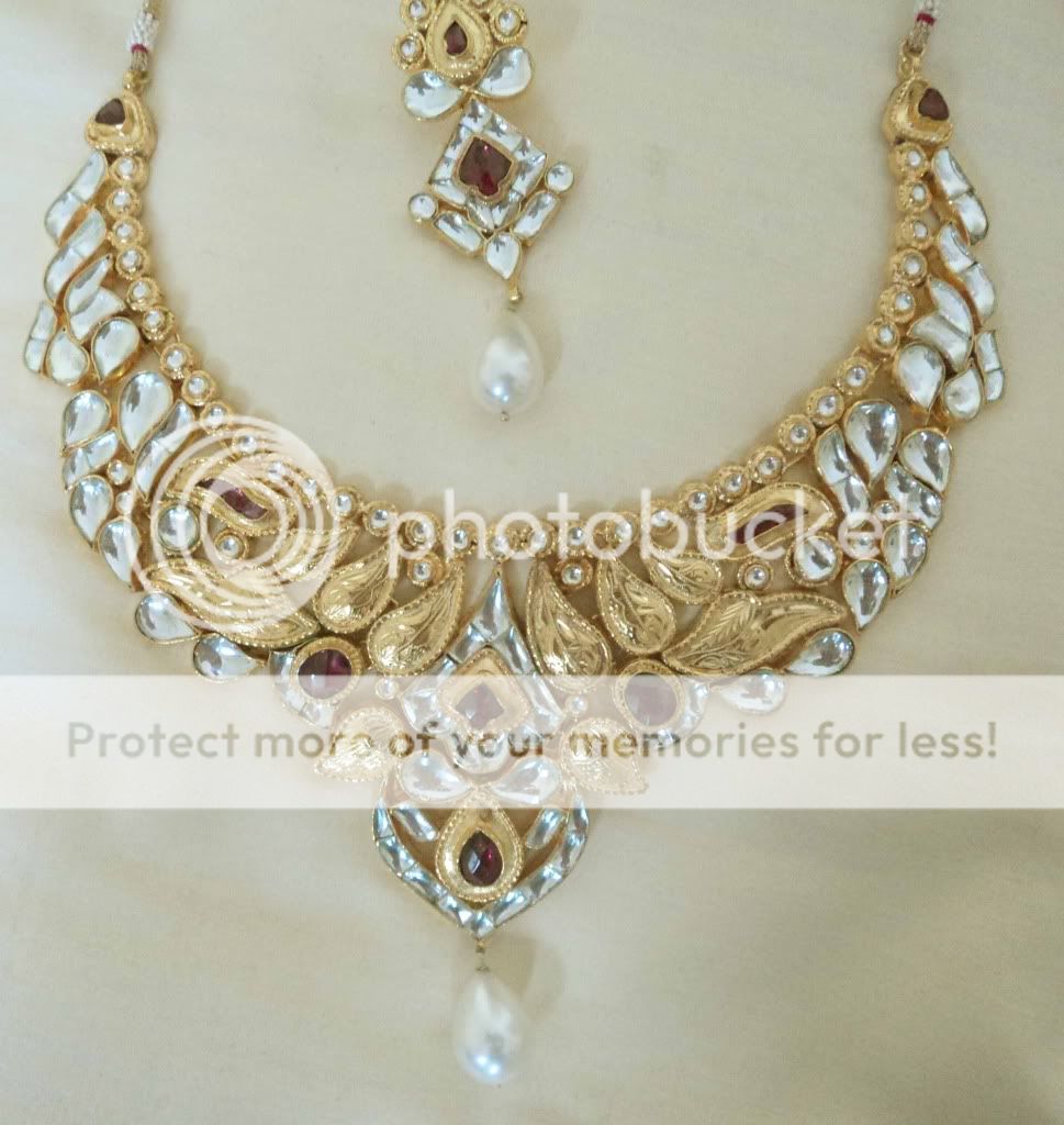   Handmade Bridal Unshaped Kundan Art Jewellery Necklace Set