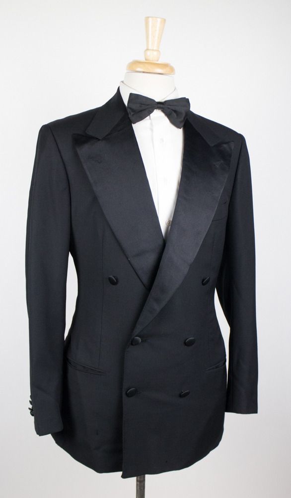 New. KITON NAPOLI Luxurious Black Wool Double Breasted Tuxedo Suit 52/ ...
