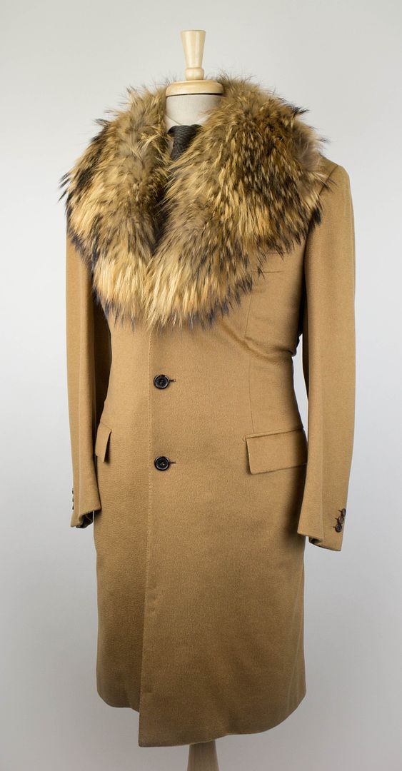 New. BRIONI Aniene Brown Vicuna Blend w/ Mink Fur Coat Size 54/44/XL ...