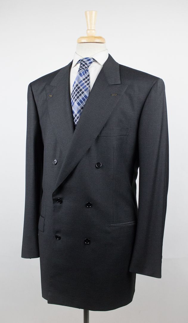 New. BRIONI Caligola Gray Wool Double Breasted Suit Size 56/46 L $6375