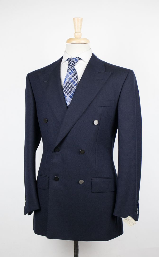 New D'AVENZA Navy Blue Wool Double Breasted Sport Coat Blazer Size 50/ ...