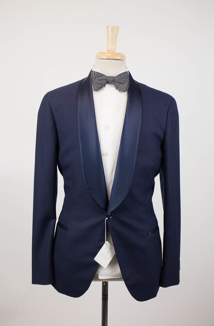New BRUNELLO CUCINELLI Navy Blue Cashmere Tuxedo Suit Size 48/38 R ...