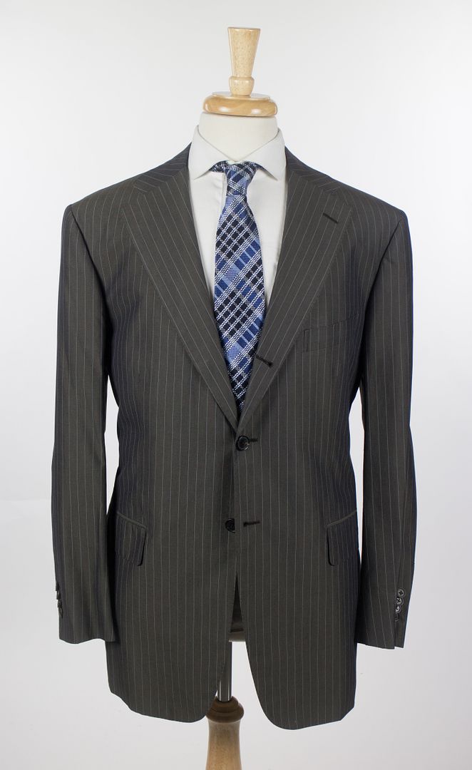 New D'AVENZA Brown Striped Cotton 3 Roll 2 Button Suit Size 54/44 R | eBay