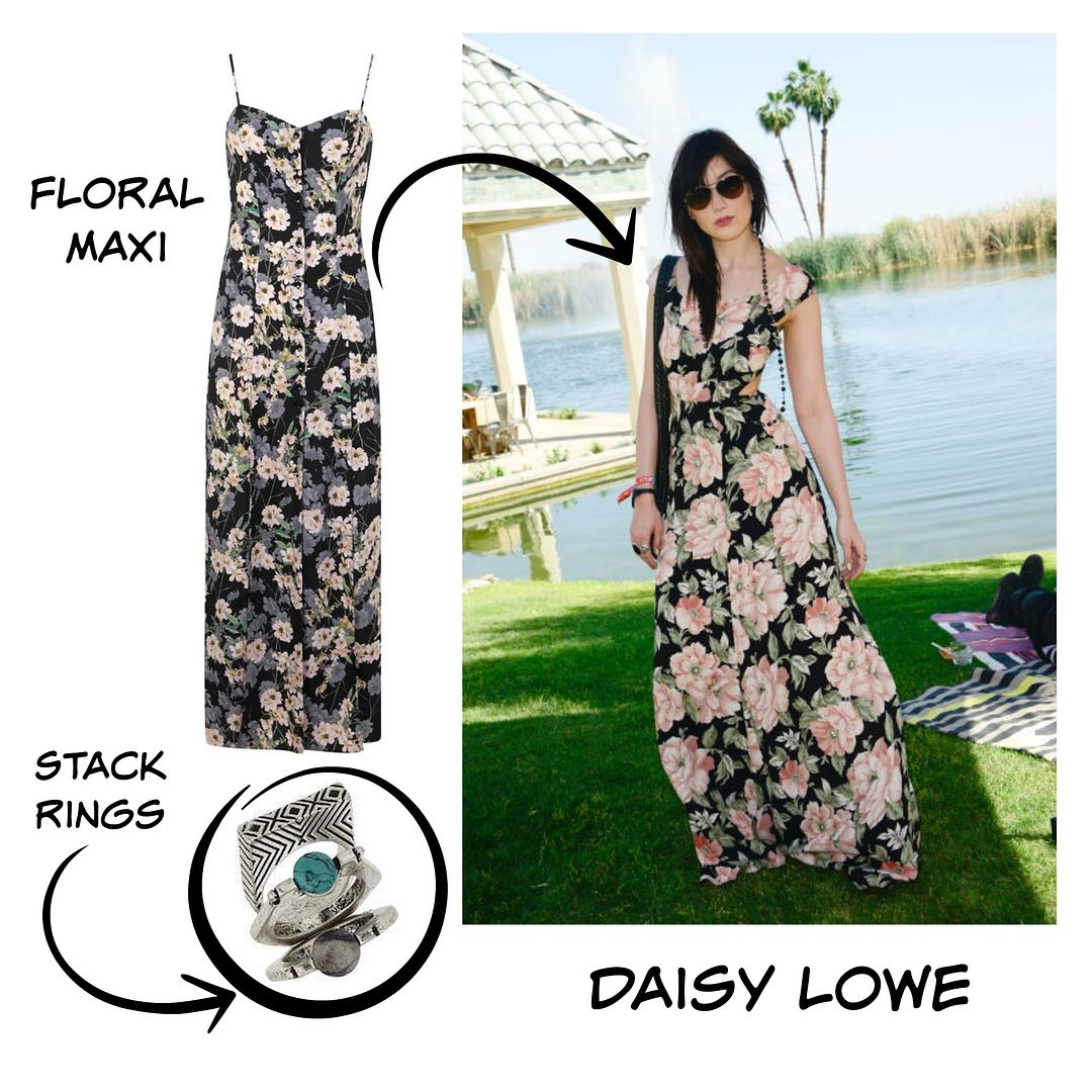 Daisy Lowe Floral Maxi Dress Coachella 2015