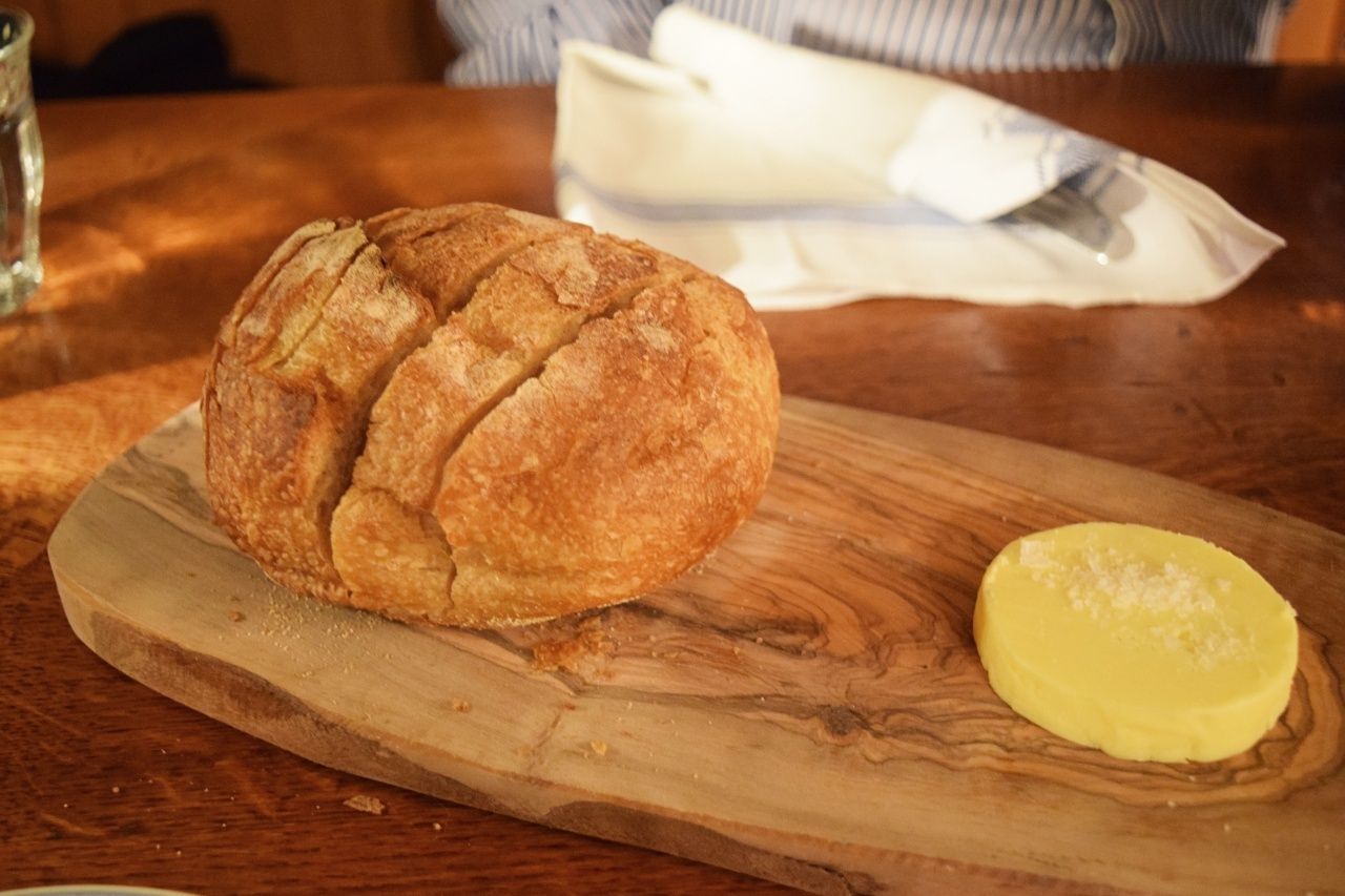 Crusty bread and salted butter