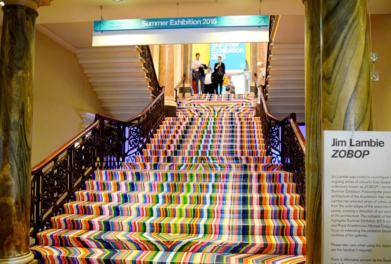 Jim Lambie Zobop coloured staircase RA Summer Exhbition