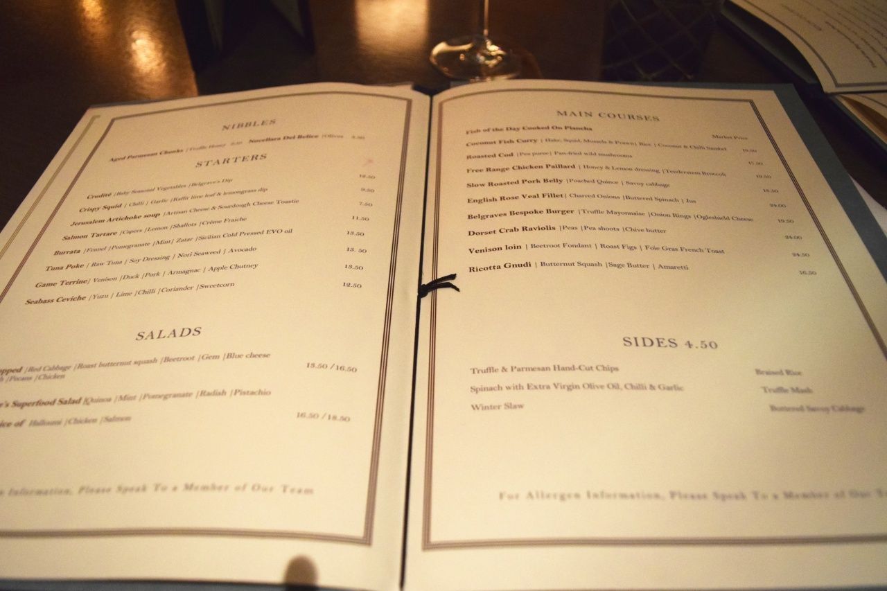 Pont St Menu