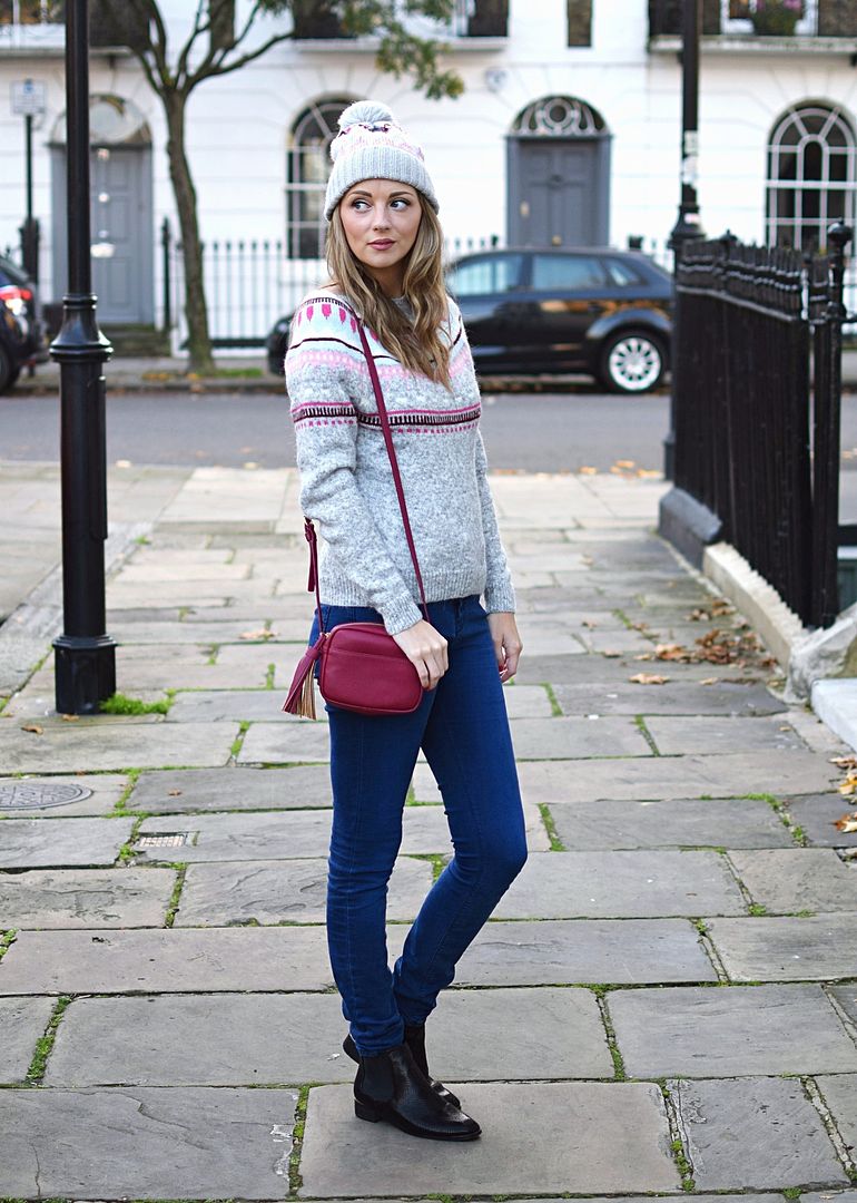 GAP fairisle sweater & hat with crossbody bag | The LDN Diaries