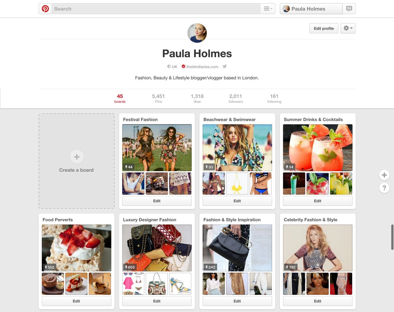 Pinterest Profile The LDN Diaries | 10 Pinterest Tips For Bloggers